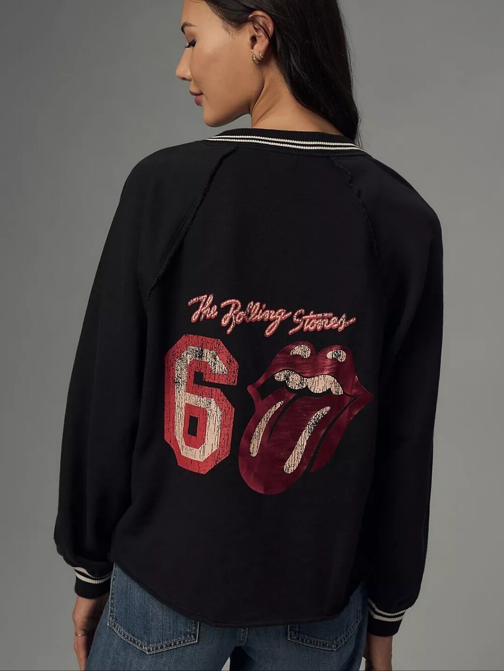 PILCRO Anthropologie Rolling Stones Distressed Sweatshirt In S - Picture 4 of 12